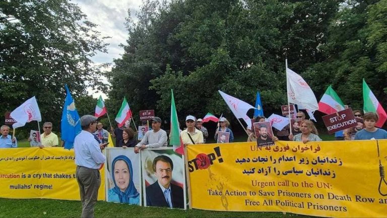Iranian Resistance supporters rally outside the Iranian regime's embassy in Oslo to protest executions and demand accountability.