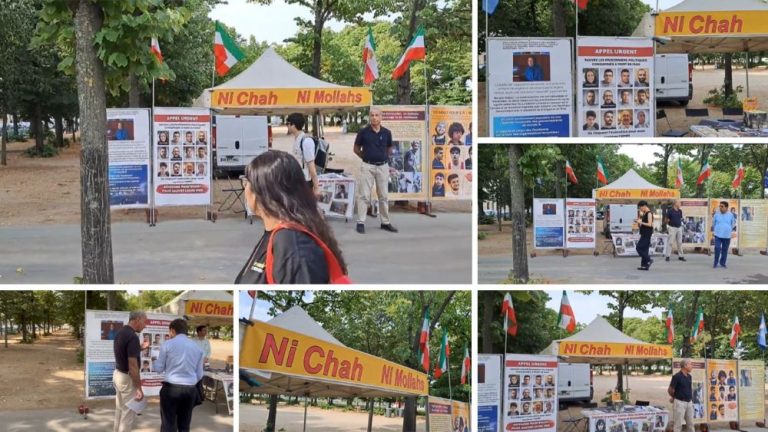 Supporters of the MEK in Paris organized an exhibition to denounce executions in Iran and advocate for the establishment of a democratic republic.