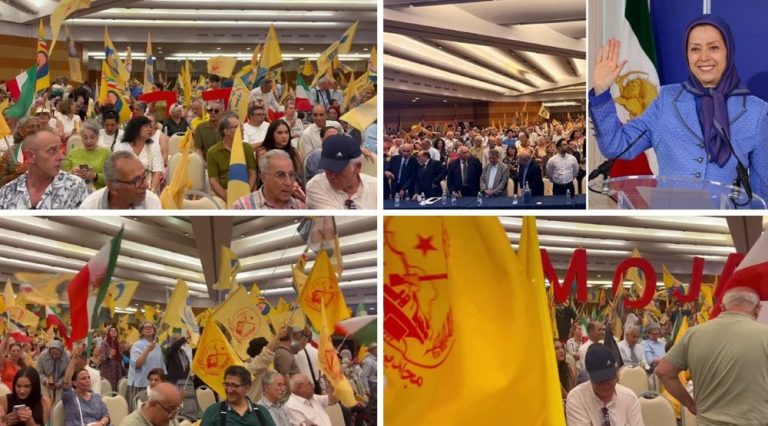 Thousands of free Iranians gather in Rome to support Maryam Rajavi, the NCRI, and a democratic republic – “No to Shah, No to Mullahs.”