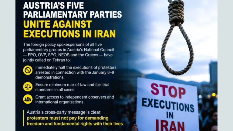 Austria’s five parliamentary parties unite against executions in Iran, calling for fair trials and independent international observers.