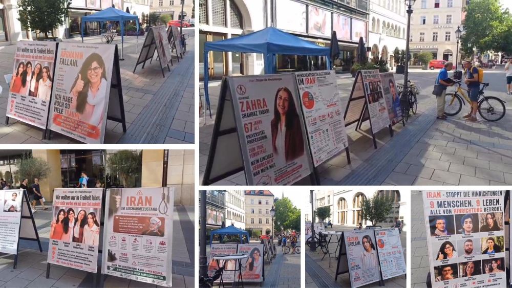 Photos from the Berlin exhibition condemning executions in Iran and supporting a democratic republic.