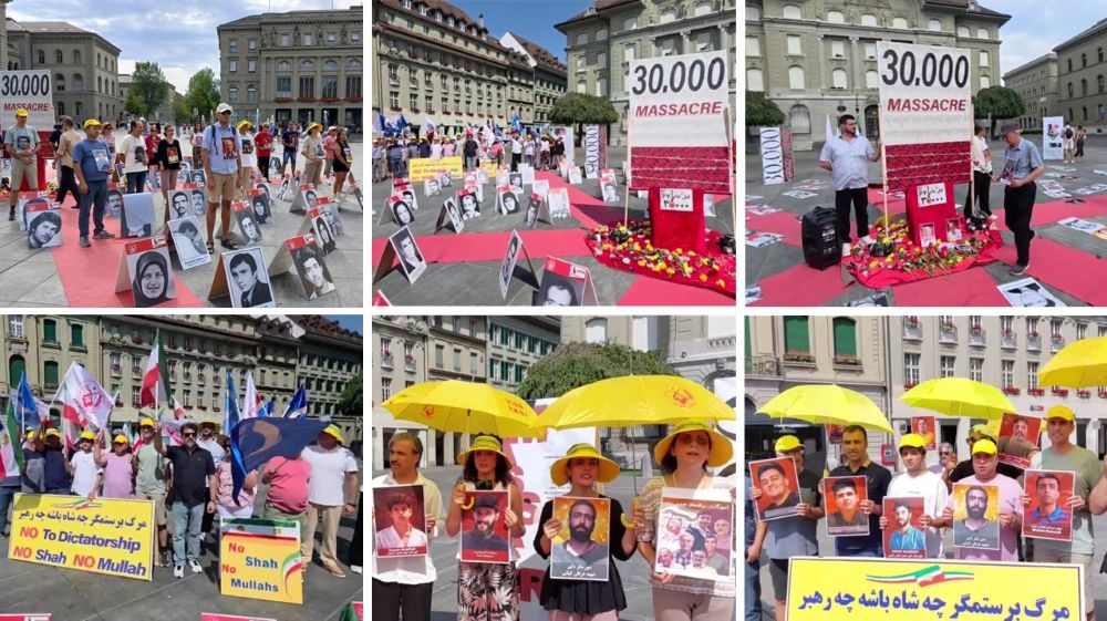 Supporters of the Iranian Resistance in Bern honor the martyrs of the 1988 massacre and Iran’s struggle for freedom.