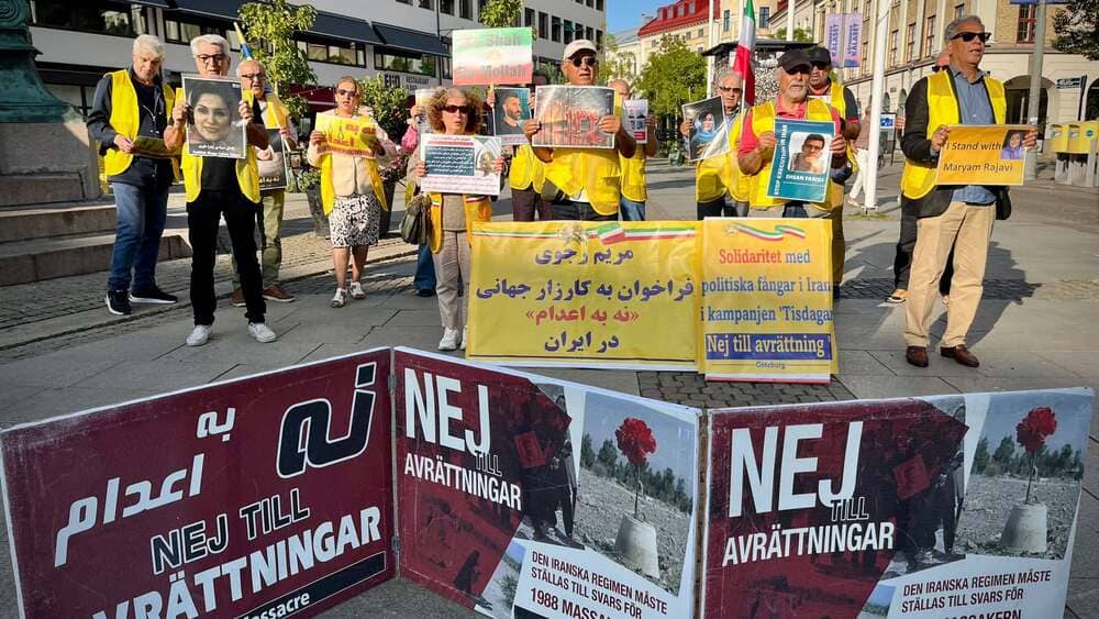 Sweden – August 18, 2026: MEK supporters in Gothenburg marked 134 weeks of #NoToExecutionTuesdays.