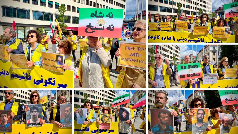 Supporters of the PMOI rally in Gothenburg to condemn executions in Iran and express support for a democratic republic.