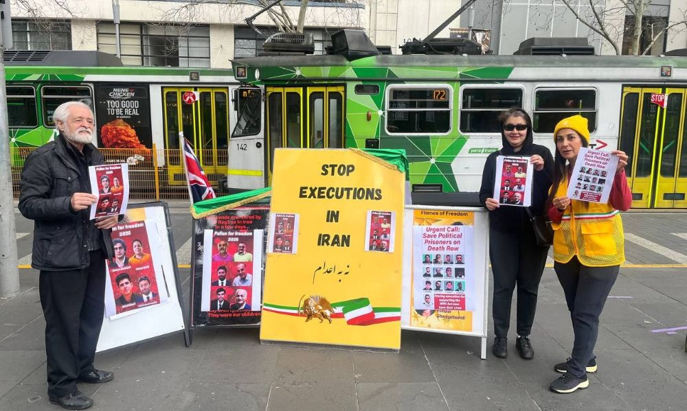 PMOI supporters in Melbourne call for an end to executions and freedom for Iran’s political prisoners.