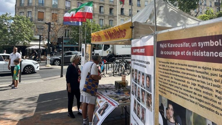 August 19, 2026 – Paris: MEK supporters organized a book table and photo exhibition condemning executions in Iran.
