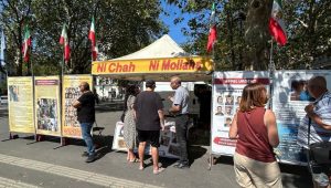 August 8, 2026 – Paris: MEK supporters held a book table and photo exhibition against executions in Iran.