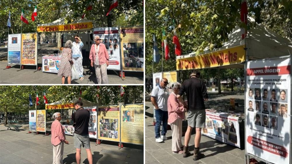 August 13, 2026 – Paris: PMOI supporters held a book table and photo exhibition condemning executions in Iran.