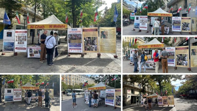 PMOI supporters hold a book display and photo exhibition in Paris on August 25–26, 2026