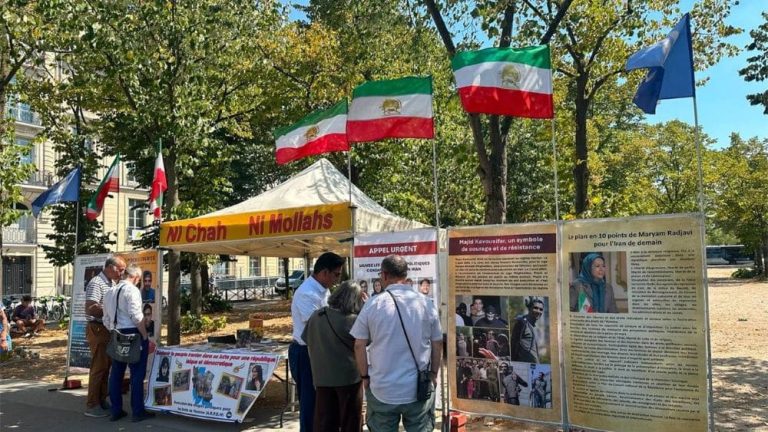 August 4, 2026: Paris book table and photo exhibition against executions in Iran.