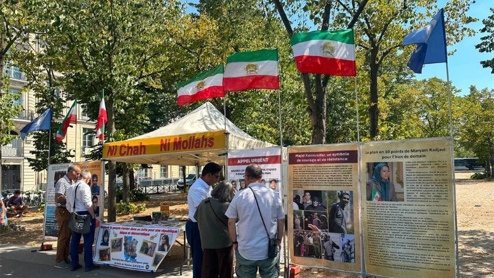 August 4, 2026: Paris book table and photo exhibition against executions in Iran.