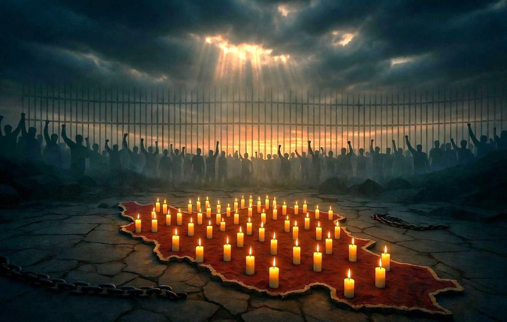 Candles light Iran’s map in silent memorial as raised fists defy the regime’s wave of political executions in 2026.