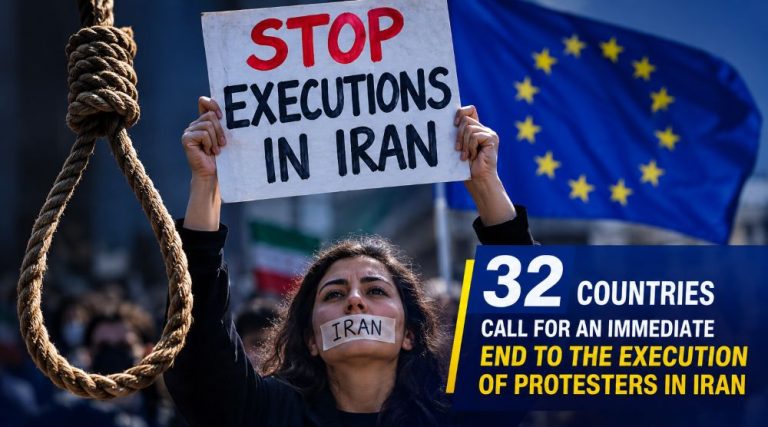 32 countries urge Iran to immediately halt executions of protesters and release people arbitrarily detained.