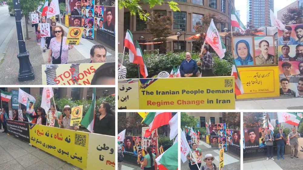 PMOI supporters rally in Vancouver to condemn executions and call for a free, democratic republic in Iran.