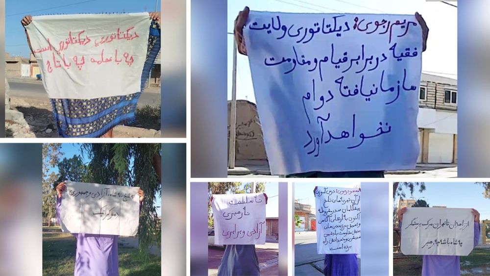 Resistance Units in Zahedan display slogans calling for freedom and rejecting both the Shah and the mullahs.