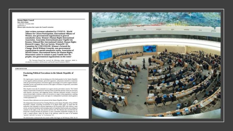 Thirty NGOs urge the UN Human Rights Council to act over Iran’s executions of political prisoners and protesters.