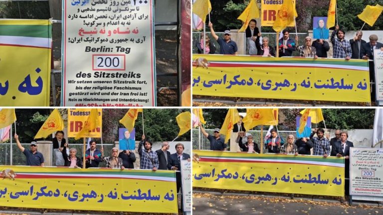 PMOI supporters mark 200 days of protest in Berlin, expressing support for the NCRI alternative.