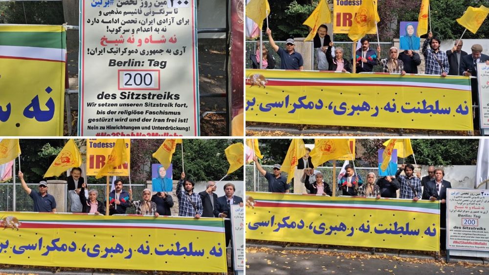 PMOI supporters mark 200 days of protest in Berlin, expressing support for the NCRI alternative.