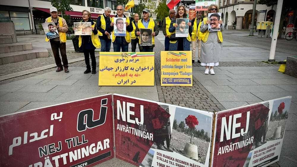 Sweden – September 29, 2026: MEK supporters in Gothenburg marked 140 weeks of #NoToExecutionTuesdays in 66 prisons across Iran.