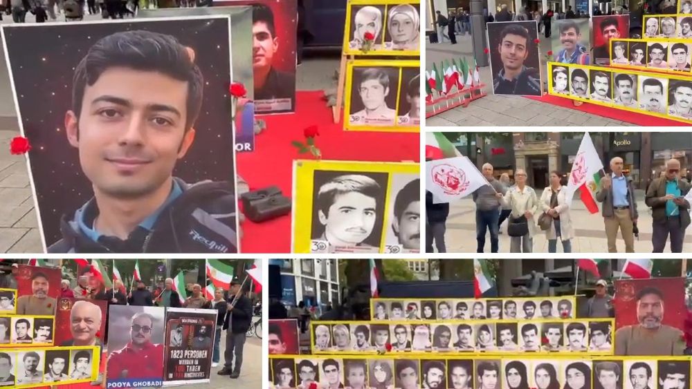 PMOI supporters hold a book table and photo exhibition in Hamburg, protesting Iran’s executions and urging an end to the regime’s death penalty.