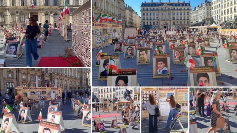 A photo exhibition on executions and human rights in Iran was held outside Lyon City Hall on September 26, 2026.