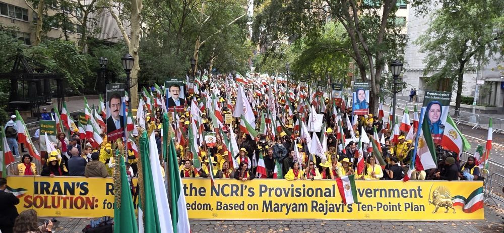 Iranian Resistance supporters rally outside the UN in New York on September 22, 2026.