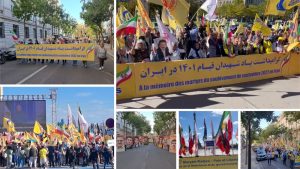 Iranian Resistance supporters march in Paris ahead of the fourth anniversary of Iran’s 2022 nationwide uprising.