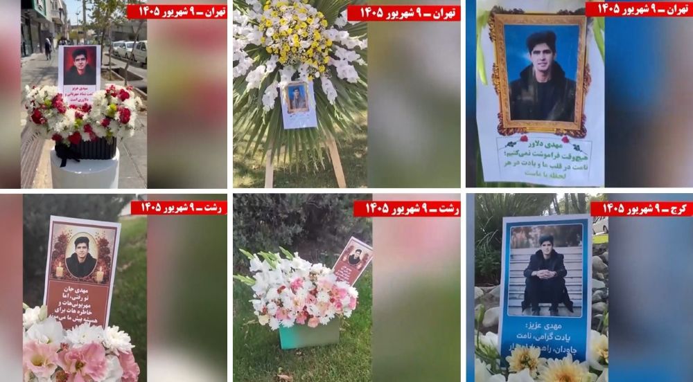 PMOI Resistance Units honor Mehdi Khanaki with flowers and his image on the 40th day of his execution.