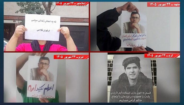Resistance Units stage photo actions, memorials, and poster installations against executions across Iran.