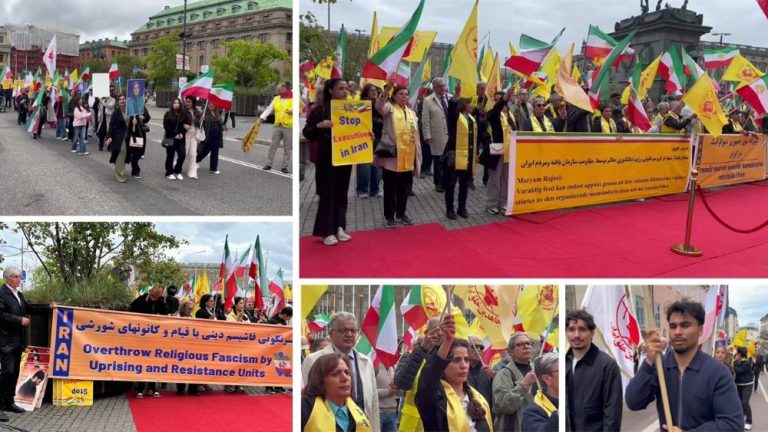 Iranian Resistance supporters rally in Stockholm on the fourth anniversary of the 2022 uprising.