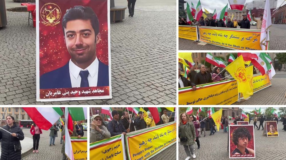 PMOI/MEK supporters rally outside Sweden’s Foreign Ministry in Stockholm against executions in Iran.
