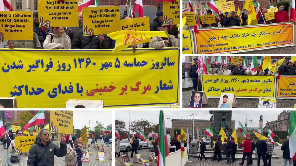 PMOI supporters rally outside Sweden’s Foreign Ministry in Stockholm against executions in Iran.
