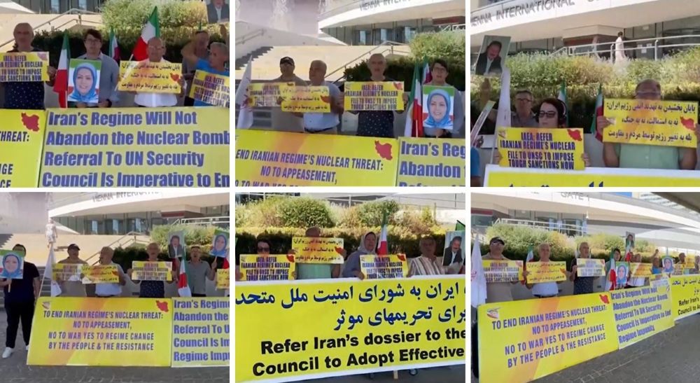 Iranian Resistance supporters rally in Vienna, calling for a non-nuclear Iran and the overthrow of the clerical regime.