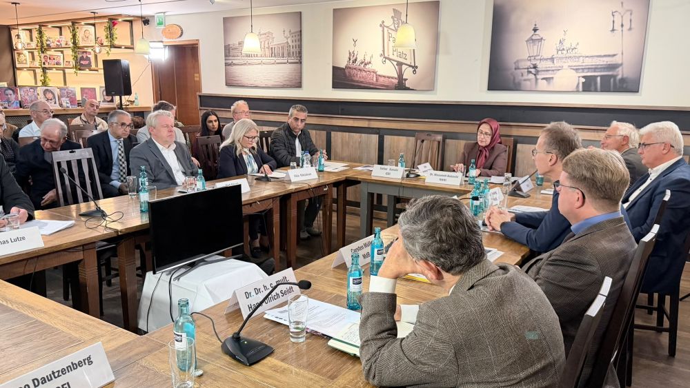 German lawmakers, former parliamentarians, diplomats, analysts and Iranian activists attend an Iran conference in Berlin on October 14, 2026.