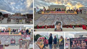 Iranian Americans at the Lincoln Memorial on World Day Against the Death Penalty condemning executions in Iran.