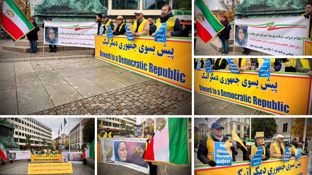 PMOI supporters rally in Gothenburg to mark the anniversary of Maryam Rajavi’s election and support the NCRI.