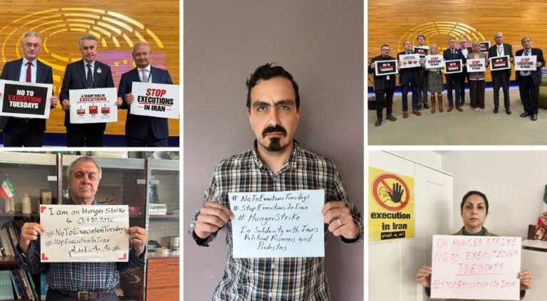 UN expert Leopoldo Maldonado joins 143rd week of Iran’s No to Execution Tuesdays hunger strike; MEPs, Nobel laureate, and global supporters stand with political prisoners.