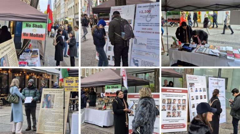 PMOI supporters in Luxembourg condemn executions in Iran and call for a free, democratic republic.