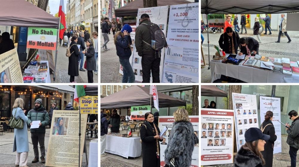 PMOI supporters in Luxembourg condemn executions in Iran and call for a free, democratic republic.