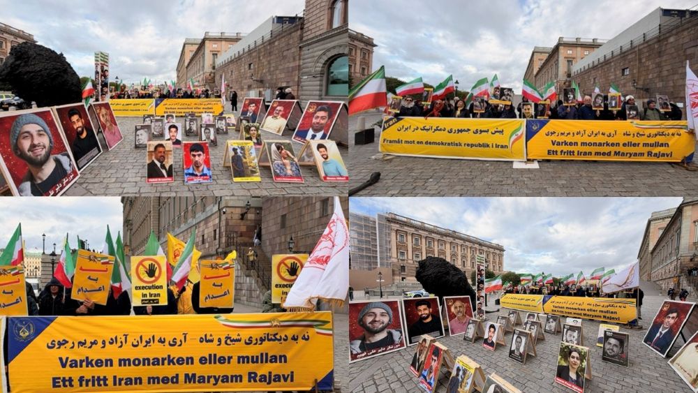 PMOI/MEK supporters rally outside Sweden’s Parliament in Stockholm, calling for an end to executions in Iran.