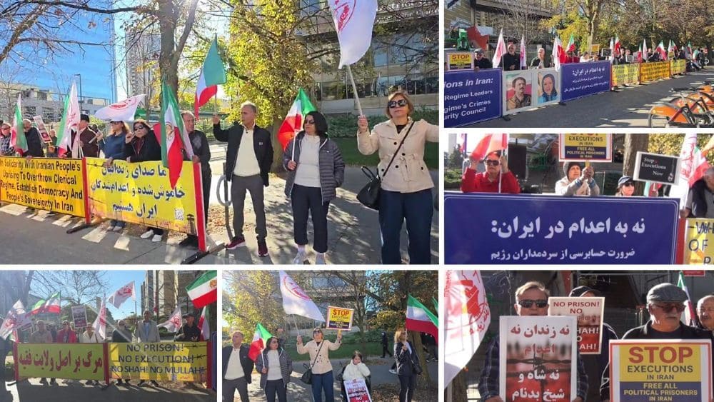 PMOI supporters rally in Toronto, condemning executions and calling for a free, democratic Iran – October 24, 2026.