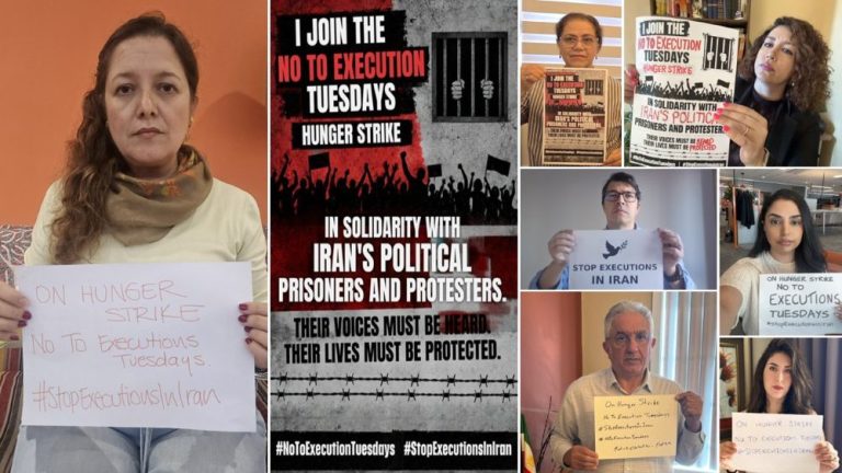 Gina Romero joins No to Execution Tuesdays hunger strike; freedom-loving Iranians and global supporters stand with political prisoners.